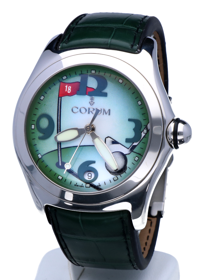 Corum Bubble Golf Automatic Crocostrap Depl. Clasp Steel 44 mm (Full Set) -  Kleen Edelmetalen