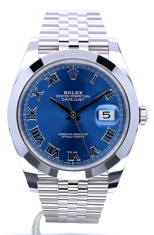 rolex datejust blue dial roman numerals