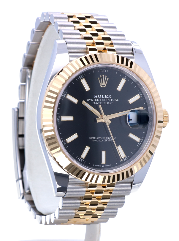 rolex datejust black and gold
