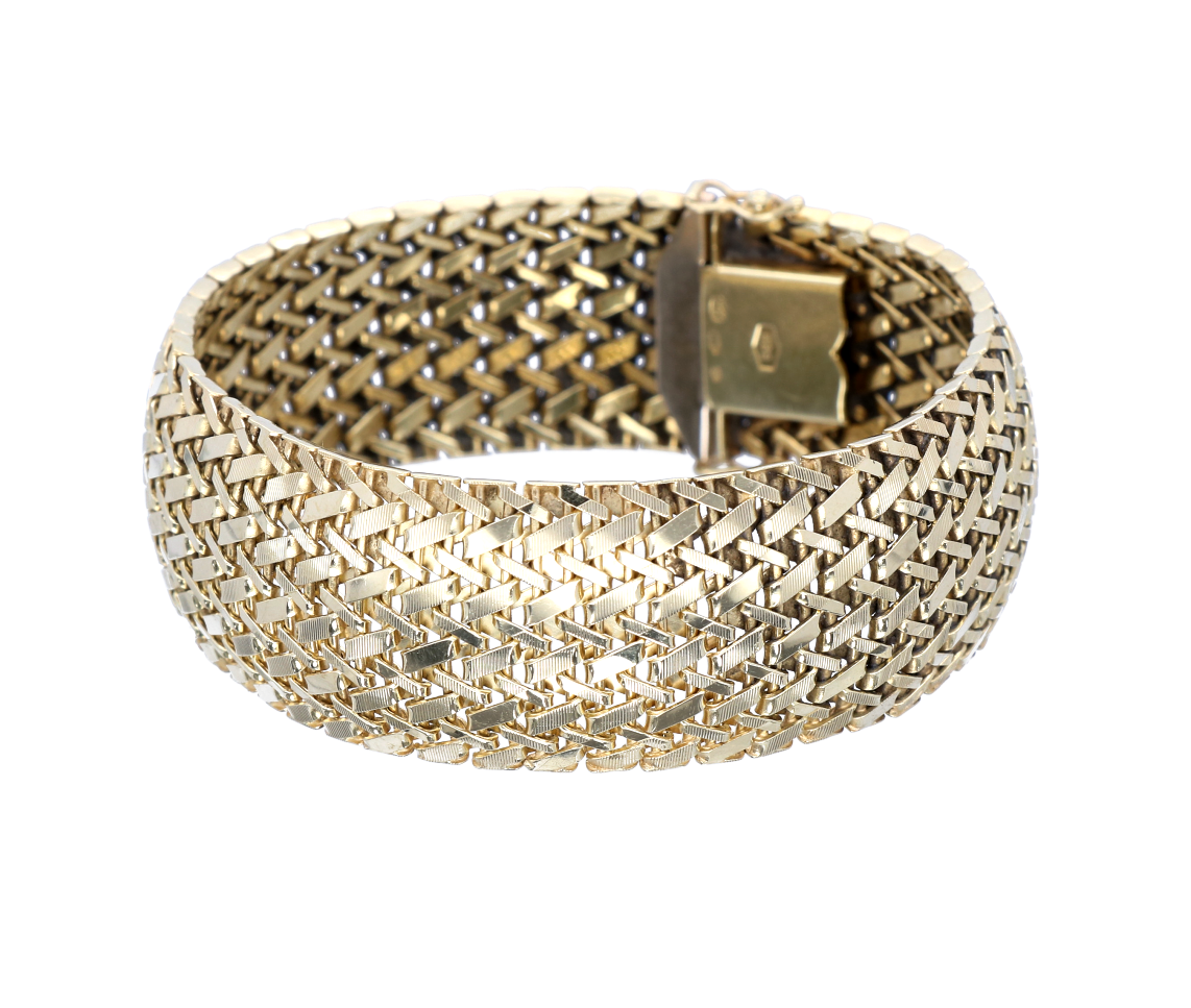 Een deel Gebruikelijk Aanvankelijk Prachtige Brede Gouden Armband 14K || 53,7 Gram - Kleen Edelmetalen