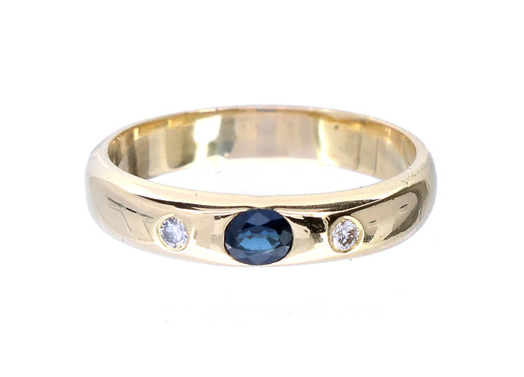Prachtige Gouden Illusion Ring 18K met 0.20 Ct Saffier & 0.10 Diamant - Kleen Edelmetalen