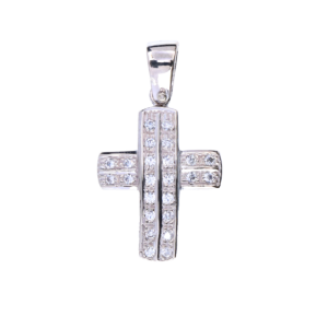Prachtige Witgouden Kruis Kettinghanger Zirkonia 14 KRT