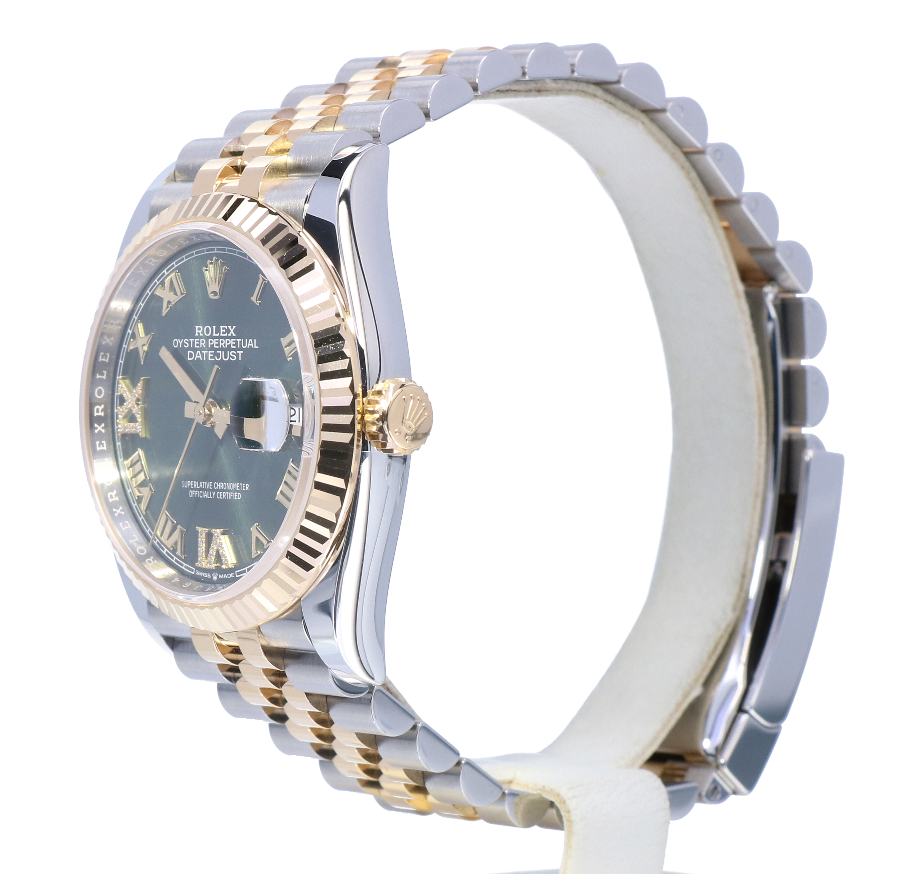 Rolex Oyster Datejust Jubilee Gold Steel Olive Green Diamond Dial 36 mm //  NEW 2021 - Kleen Edelmetalen