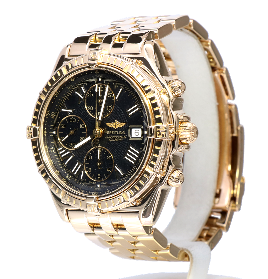 Breitling Crosswind 18K Yellow Gold Black Roman Dial 43 mm - Kleen  Edelmetalen