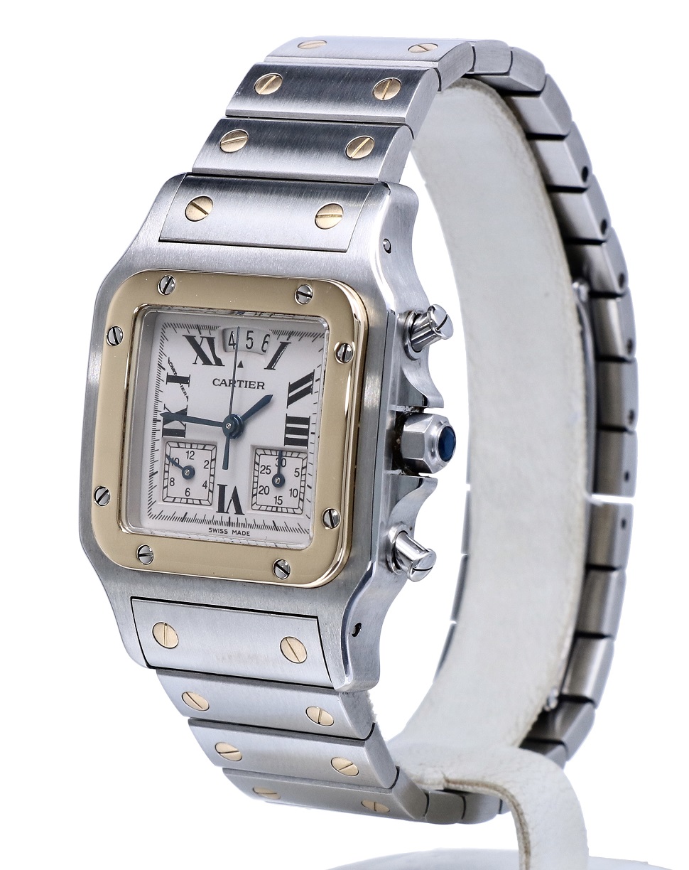 Cartier Santos Chronoflex Gold Steel Roman Dial 41 x 29 mm // Full Set 2002  - Kleen Edelmetalen