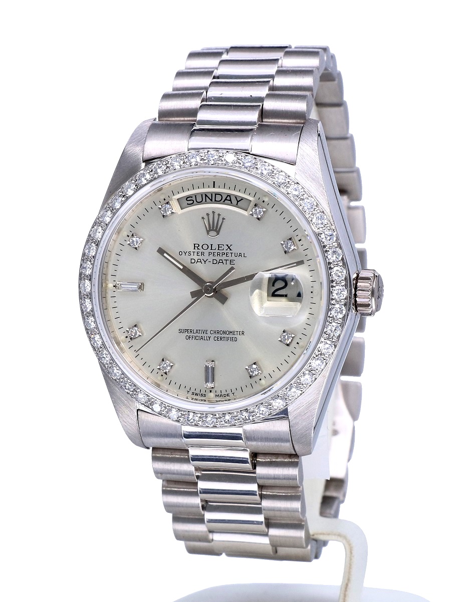 Rolex Oyster Day-Date President 18K White Gold All Factory Diamonds 36 mm -  Kleen Edelmetalen