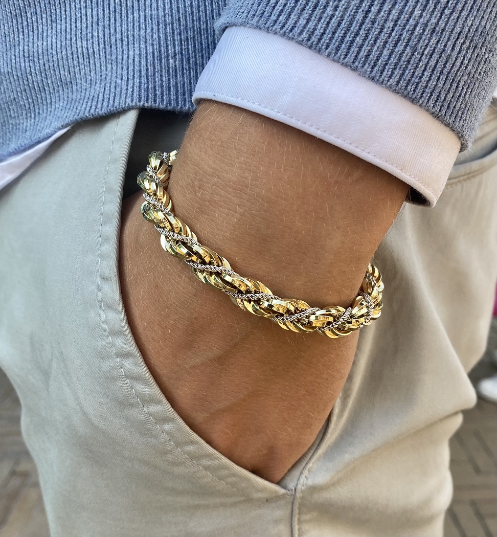 Arab Meter Oom of meneer 14K Gouden Armband Koord - Rope Schakel // 20,5 gr - Kleen Edelmetalen