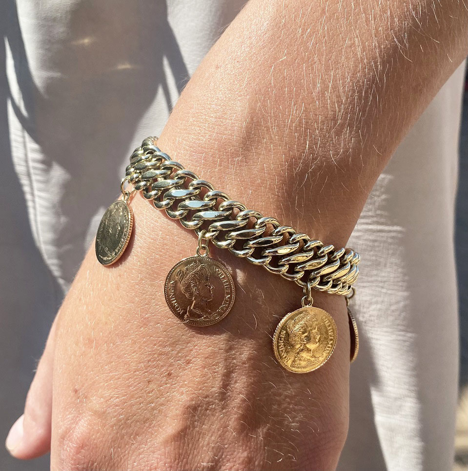 Classificeren Wonder Wiens 14K Gouden Armband met 21,6K Gouden Vijfjes Munten - Kleen Edelmetalen