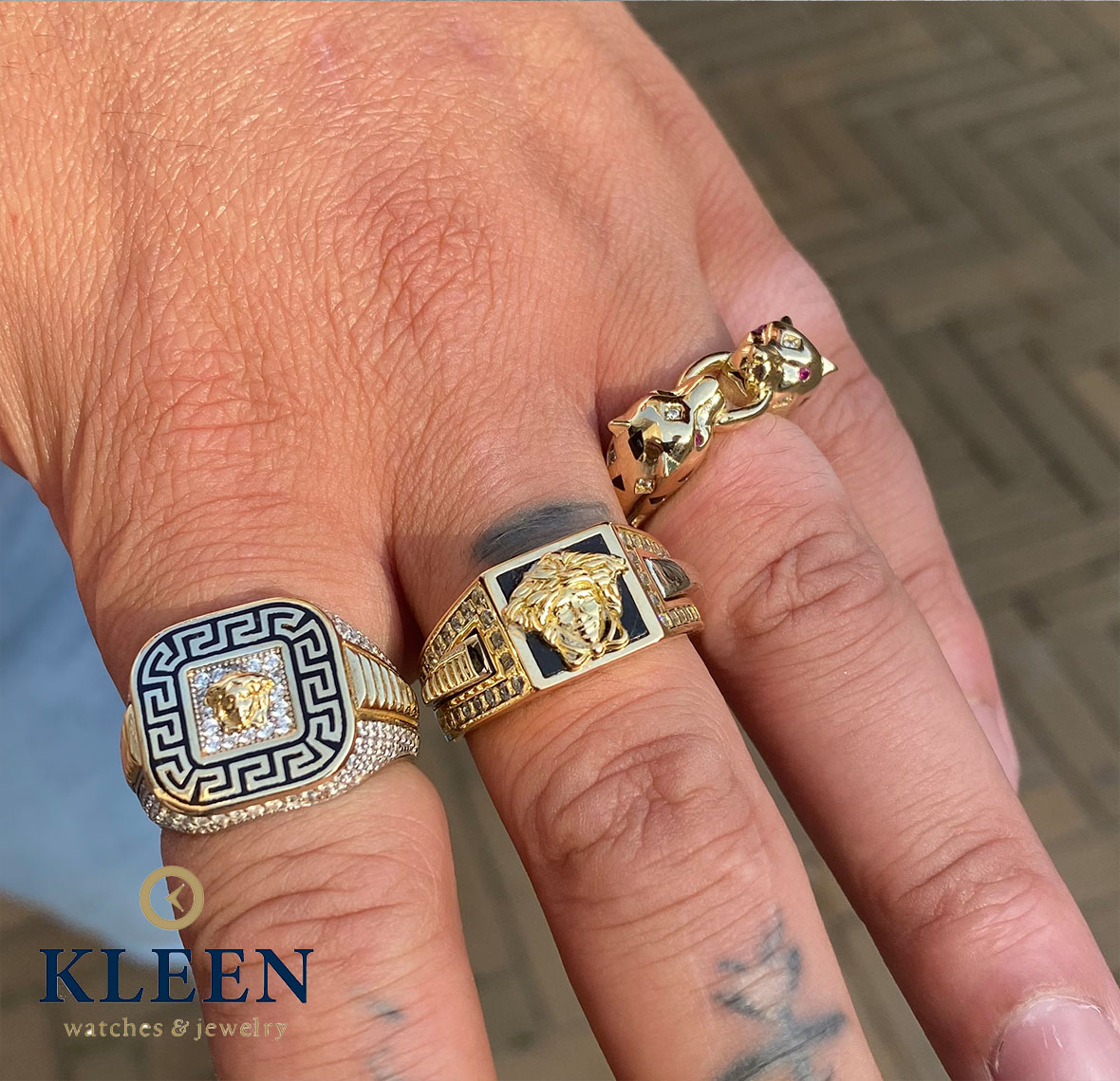 18K Gouden Bicolor Versace Ring met zirconia - Kleen