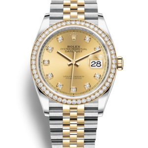 126283RBR Rolex Datejust Jubilee Gold Steel Champagne Dial Diamond Bezel 36 mm // Full Set 2018