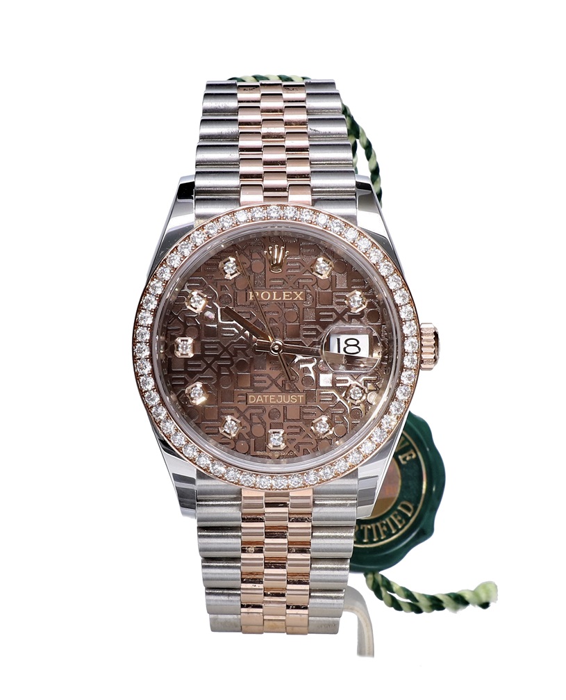 126281RBR Rolex Oyster Datejust Jubilee Rose Gold Steel Chocolate Diamonds 36 mm // Full Set 2019