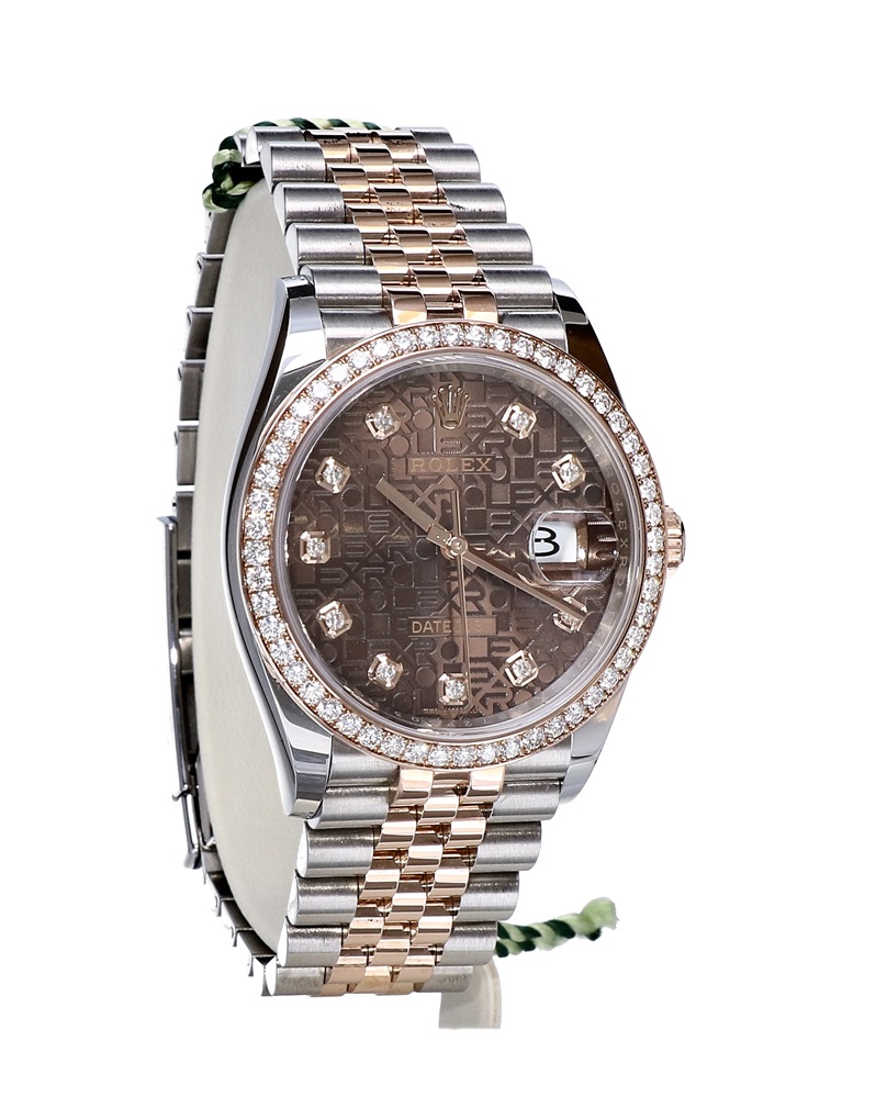 126281RBR Rolex Oyster Datejust Jubilee Rose Gold Steel Chocolate Diamonds 36 mm // Full Set 2019