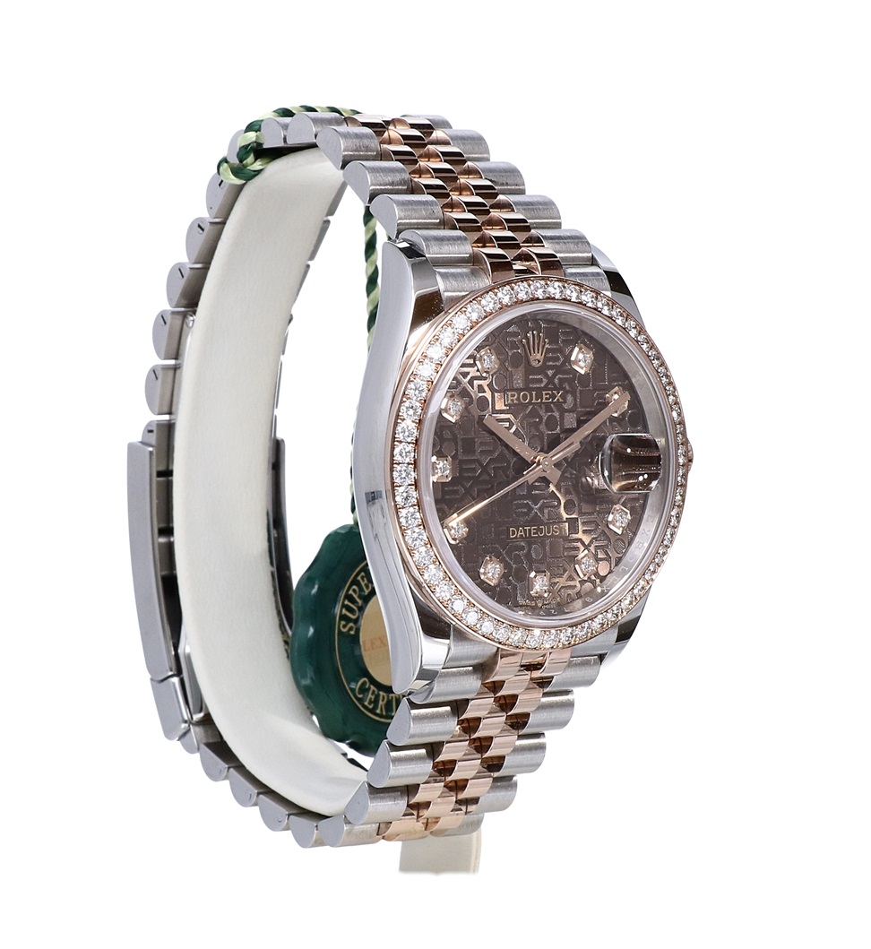 126281RBR Rolex Oyster Datejust Jubilee Rose Gold Steel Chocolate Diamonds 36 mm // Full Set 2019