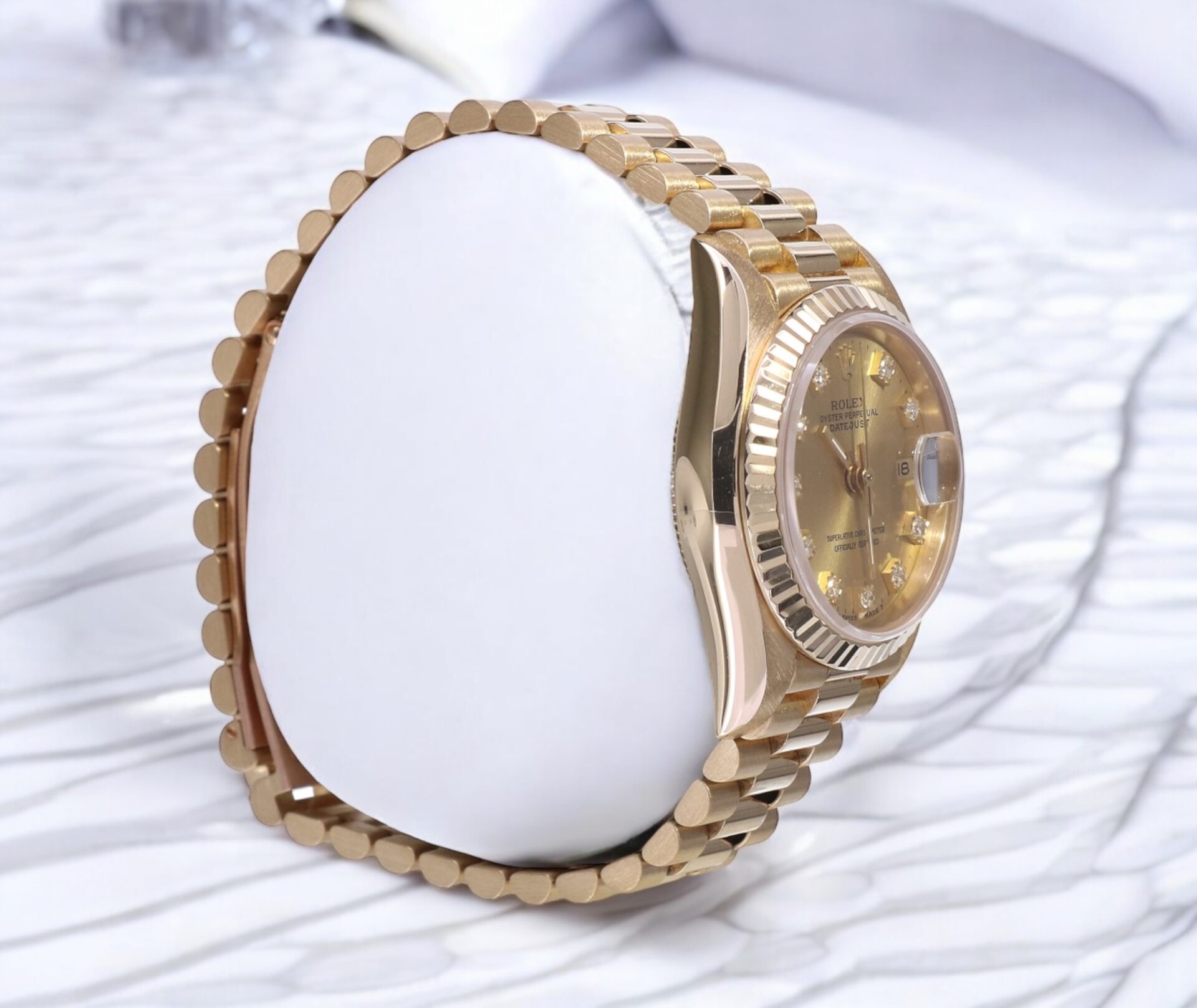 69178 Rolex Lady Datejust President Yellow Gold Champagne Diamonds 26 mm // Full Set 1989