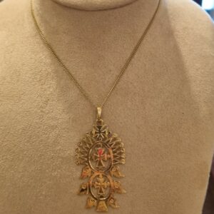 Sierlijk Geelgouden Collier met Hanger 14 KRT