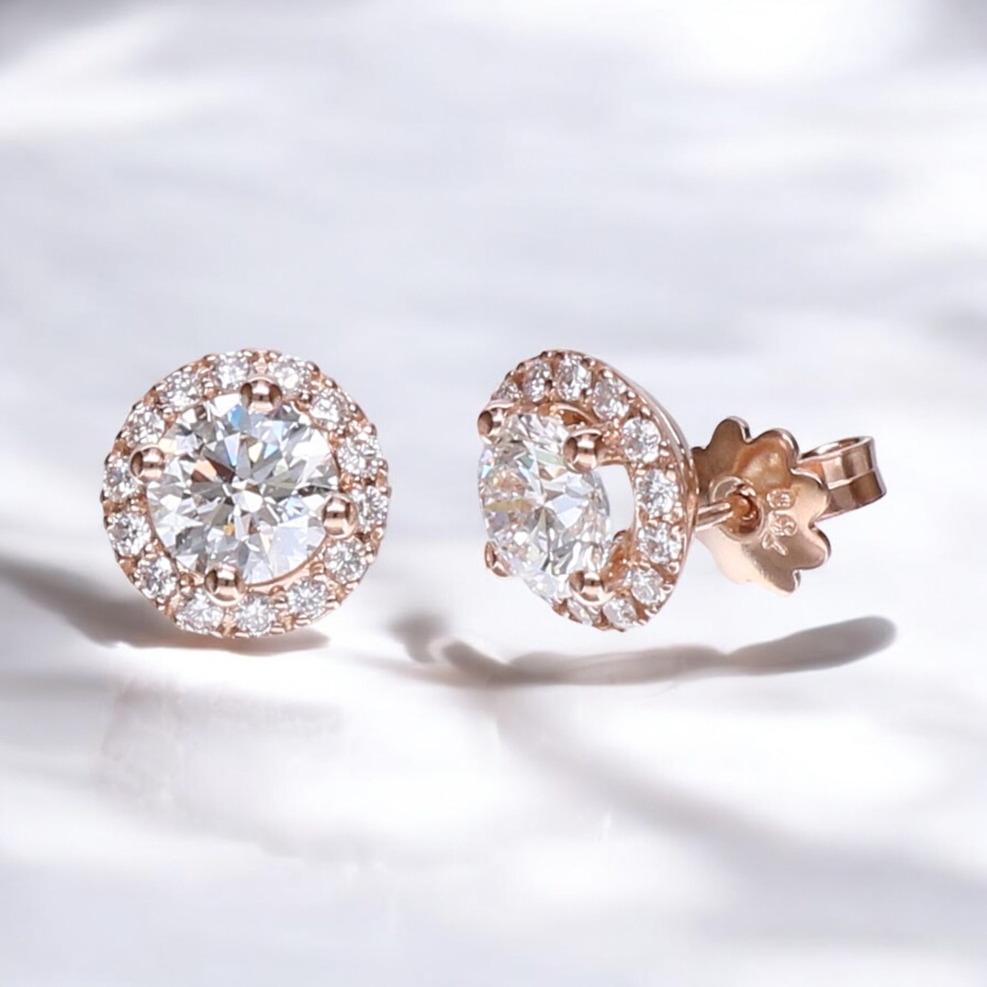 Oorbellen Rose Gold Labgrown Diamonds 18 KRT // 2.50 Carat CVD