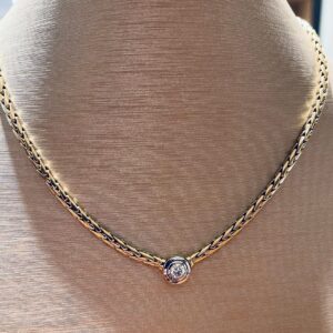 Prachtig Geelgouden Collier met Briljant 18 KRT