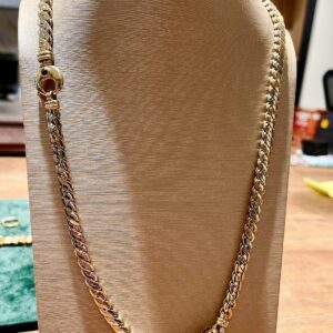 Prachtig Plat Bicolor Gouden Collier met Armband 18 KRT