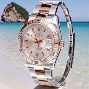 116261 Rolex Oyster Datejust Turnograph Rose Gold Steel Silver Dial 36 mm