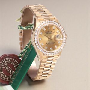 69138 Rolex Lady Datejust Yellow Gold with Factory Diamonds 26 mm - NOS Full Set 1991