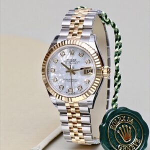 279173 Rolex Oyster Lady Datejust Jubilee Gold Steel Mother of Pearl Diamonds 28 mm