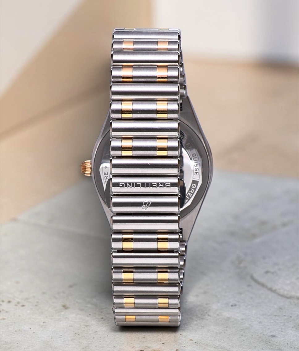 U77310 Breitling Chronomat Roulleaux Gold Steel Pearl Dial Factory Diamonds 32 mm // Full Set
