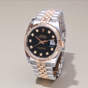 116231 Rolex Datejust 36 Jubilee Rose Gold Steel - Factory Black Diamond Dial // Full Set 2017