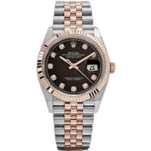 116231 Rolex Oyster Datejust Jubilee Rose Gold Steel Black Diamond Dial 36 mm // Full Set 2017