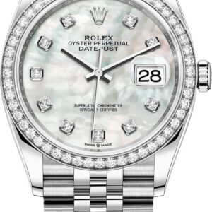 126284RBR Rolex Oyster Datejust Jubilee Steel MOP Dial Diamond Bezel 36 mm // No Papers