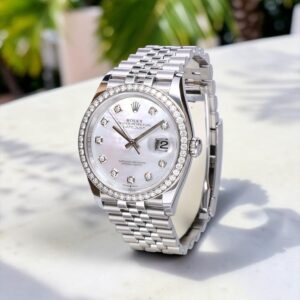 126284RBR Rolex Datejust 36 Jubilee Steel Mother of Pearl with Factory Diamonds