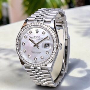 126284RBR Rolex Datejust Jubilee Steel Mother of Pearl Factory Diamonds 36 mm // No Papers