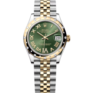 278343RBR Rolex Oyster Datejust Jubilee Gold Steel Green Roman Diamond Bezel 31 mm // Full Set 2026