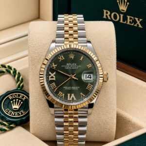 126233 Rolex Oyster Datejust Jubilee Gold Steel Olive Green Roman Diamonds 36 mm