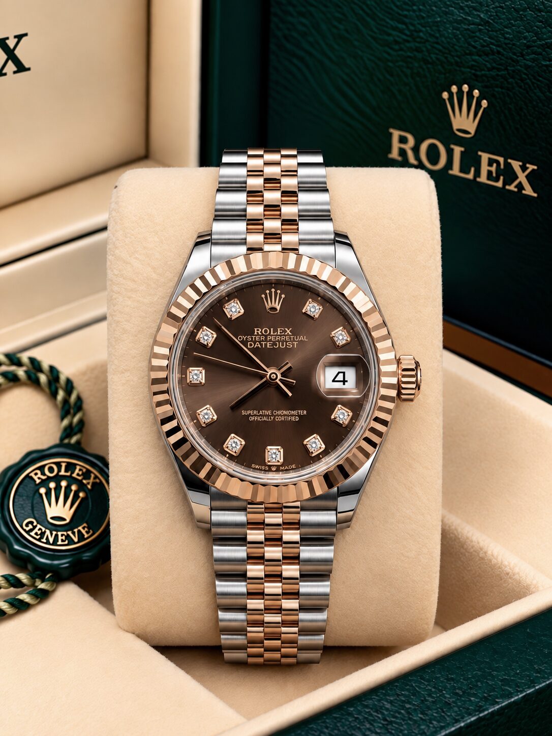 279171 Rolex Lady Datejust Rose Gold Steel Jubilee Chocolate Diamonds 28 mm // Full Set 2020