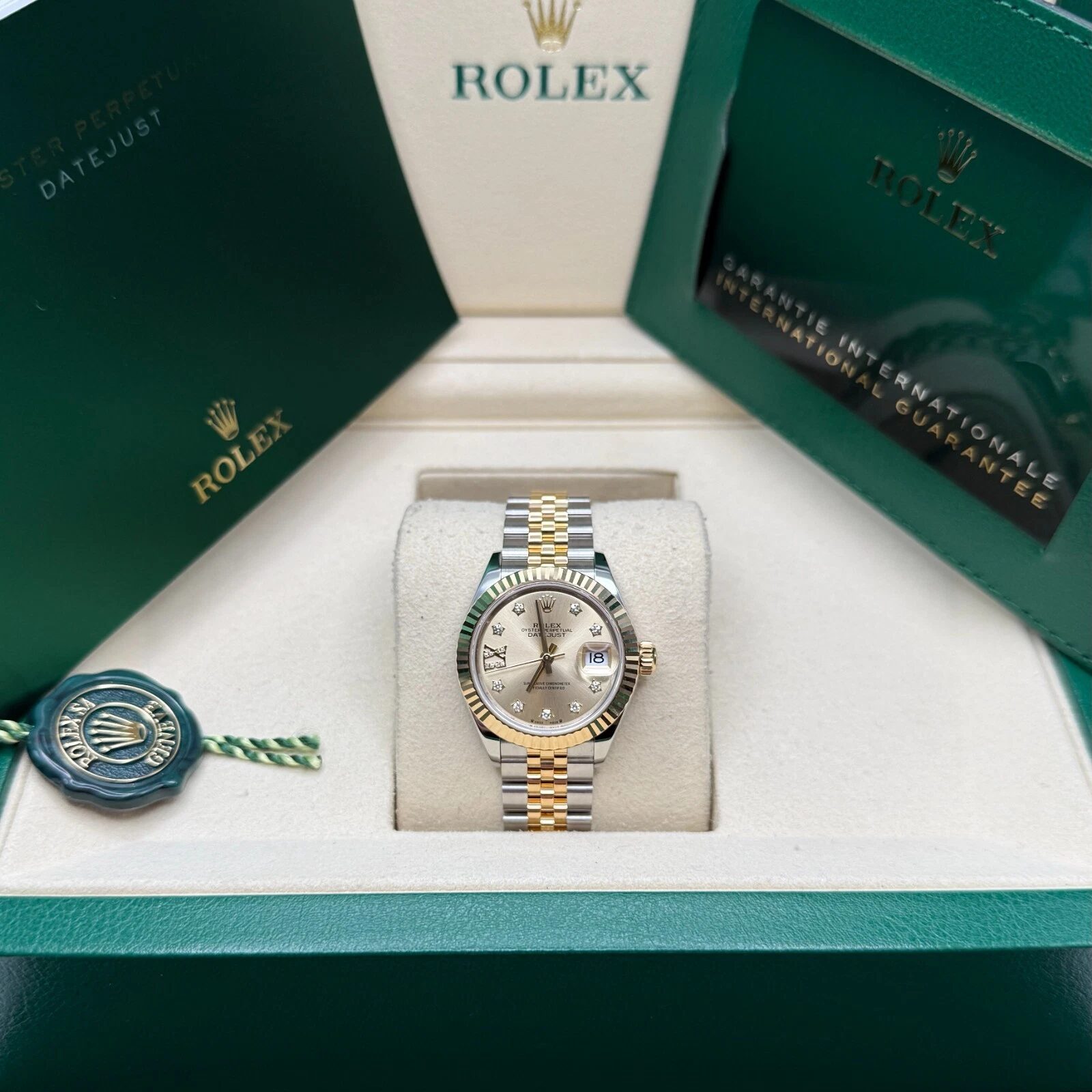 279173 Rolex Lady Datejust Jubilee Gold Steel Champagne Star Diamonds 28 mm