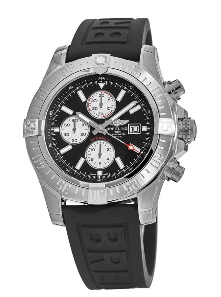 A13371 Breitling Super Avenger II Steel Black Dial Rubber Diverstrap 48 mm // Full Set 2018