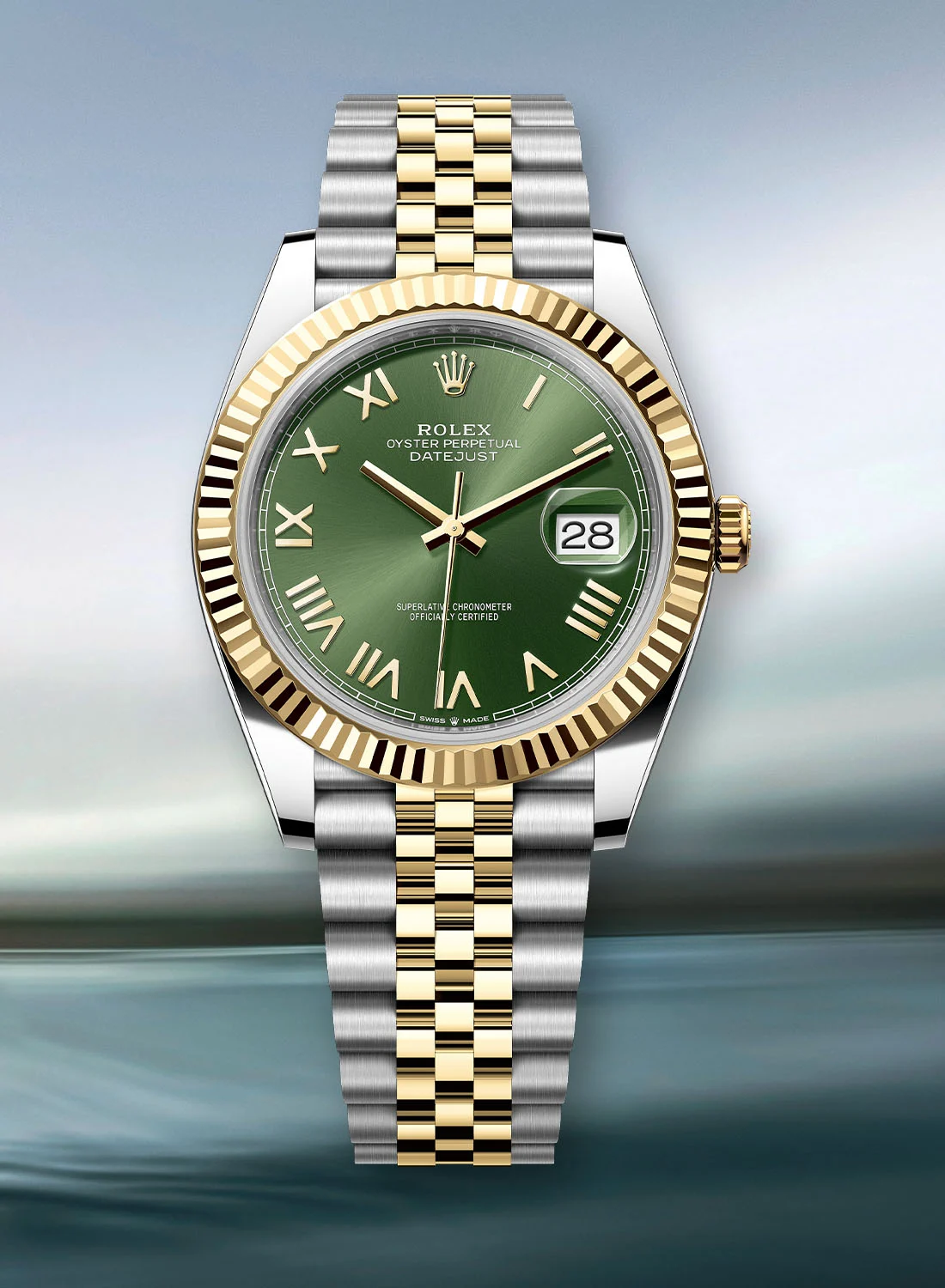 126333 Rolex Oyster Datejust II Jubilee Gold Steel Olive Green Roman 41 mm // UNWORN 2026