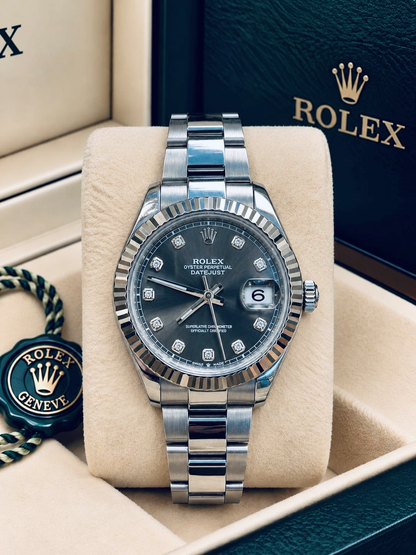 116334 Rolex Oyster Datejust II Steel Grey Roman Diamonds 41 mm // Full Set 2015